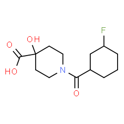 ChemSpider 2D Image | 1-[(3-Fluorocyclohexyl)carbonyl]-4-hydroxy-4-piperidinecarboxylic acid | C13H20FNO4