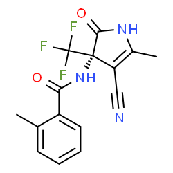 ChemSpider 2D Image | N-[(3S)-4-Cyano-5-methyl-2-oxo-3-(trifluoromethyl)-2,3-dihydro-1H-pyrrol-3-yl]-2-methylbenzamide | C15H12F3N3O2