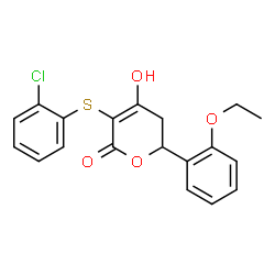 ChemSpider 2D Image | 3-[(2-Chlorophenyl)sulfanyl]-6-(2-ethoxyphenyl)-4-hydroxy-5,6-dihydro-2H-pyran-2-one | C19H17ClO4S
