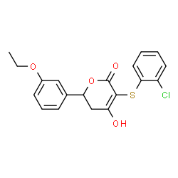ChemSpider 2D Image | 3-[(2-Chlorophenyl)sulfanyl]-6-(3-ethoxyphenyl)-4-hydroxy-5,6-dihydro-2H-pyran-2-one | C19H17ClO4S