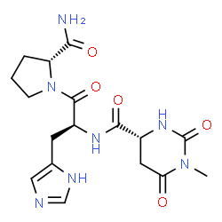 ChemSpider 2D Image | N-{[(4R)-1-Methyl-2,6-dioxohexahydro-4-pyrimidinyl]carbonyl}-L-histidyl-D-prolinamide | C17H23N7O5