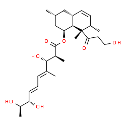 ChemSpider 2D Image | (1S,3R,4aR,7S,8S,8aS)-8-(3-Hydroxypropanoyl)-3,7,8-trimethyl-1,2,3,4,4a,7,8,8a-octahydro-1-naphthalenyl (2S,3R,4E,6E,8S,9R)-3,8,9-trihydroxy-2,4-dimethyl-4,6-decadienoate | C28H44O7