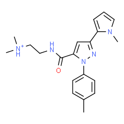 ChemSpider 2D Image | N,N-Dimethyl-2-({[1-(4-methylphenyl)-3-(1-methyl-1H-pyrrol-2-yl)-1H-pyrazol-5-yl]carbonyl}amino)ethanaminium | C20H26N5O