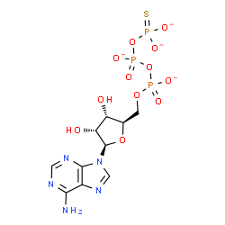 ChemSpider 2D Image | 5'-O-[({[(Dioxidophosphorothioyl)oxy]phosphinato}oxy)phosphinato]adenosine | C10H12N5O12P3S