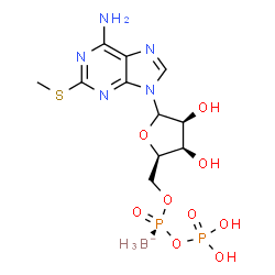 ChemSpider 2D Image | [[(2R,3R,4S)-5-(6-amino-2-methylsulfanyl-purin-9-yl)-3,4-dihydroxy-tetrahydrofuran-2-yl]methoxy-phosphonooxy-phosphoryl]boranuide | C11H19BN5O9P2S