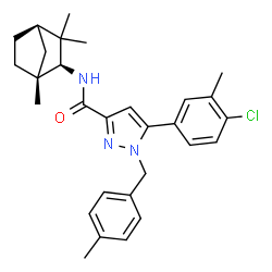 ChemSpider 2D Image | 5-(4-Chloro-3-methylphenyl)-1-(4-methylbenzyl)-N-[(1R,2S,4R)-1,3,3-trimethylbicyclo[2.2.1]hept-2-yl]-1H-pyrazole-3-carboxamide | C29H34ClN3O