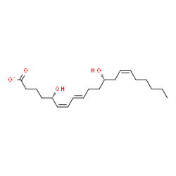 ChemSpider 2D Image | (5S,6Z,8E,12S,14Z)-5,12-Dihydroxy-6,8,14-icosatrienoate | C20H33O4