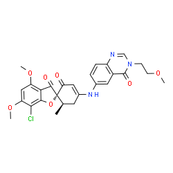 ChemSpider 2D Image | (2S,6'R)-7-Chloro-4,6-dimethoxy-4'-{[3-(2-methoxyethyl)-4-oxo-3,4-dihydro-6-quinazolinyl]amino}-6'-methyl-2'H,3H-spiro[1-benzofuran-2,1'-cyclohex[3]ene]-2',3-dione | C27H26ClN3O7