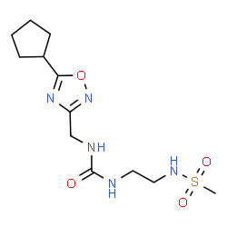 ChemSpider 2D Image | N-[2-({[(5-Cyclopentyl-1,2,4-oxadiazol-3-yl)methyl]carbamoyl}amino)ethyl]methanesulfonamide | C12H21N5O4S