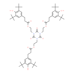 ChemSpider 2D Image | 1,3,5-Tris[2-(3,5-di-tert-butyl-4-hydroxyhydrocinnamoyloxy)ethyl] isocyanurate | C60H87N3O12