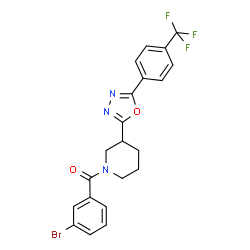 ChemSpider 2D Image | (3-Bromophenyl)(3-{5-[4-(trifluoromethyl)phenyl]-1,3,4-oxadiazol-2-yl}-1-piperidinyl)methanone | C21H17BrF3N3O2