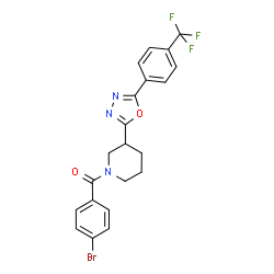 ChemSpider 2D Image | (4-Bromophenyl)(3-{5-[4-(trifluoromethyl)phenyl]-1,3,4-oxadiazol-2-yl}-1-piperidinyl)methanone | C21H17BrF3N3O2
