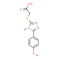 ChemSpider 2D Image | 3-(Carboxymethylthio)-5-(4-methoxyphenyl)-4-methyl-4H-1,2,4-triazole | C12H13N3O3S