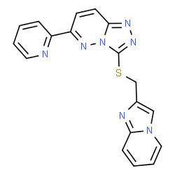 ChemSpider 2D Image | 3-[(Imidazo[1,2-a]pyridin-2-ylmethyl)sulfanyl]-6-(2-pyridinyl)[1,2,4]triazolo[4,3-b]pyridazine | C18H13N7S