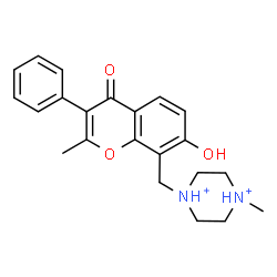 ChemSpider 2D Image | 1-[(7-Hydroxy-2-methyl-4-oxo-3-phenyl-4H-chromen-8-yl)methyl]-4-methylpiperazinediium | C22H26N2O3