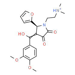 ChemSpider 2D Image | 2-[(2S)-3-[(3,4-Dimethoxyphenyl)(hydroxy)methylene]-2-(2-furyl)-4,5-dioxo-1-pyrrolidinyl]-N,N-dimethylethanaminium | C21H25N2O6
