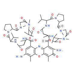 ChemSpider 2D Image | 2,7-Diamino-N,N'-bis(6,13-diisopropyl-2,5,9-trimethyl-1,4,7,11,14-pentaoxohexadecahydro-1H-pyrrolo[2,1-i][1,4,7,10,13]oxatetraazacyclohexadecin-10-yl)-4,6-dimethyl-3-oxo-3H-phenoxazine-1,9-dicarboxami
de | C62H87N13O16