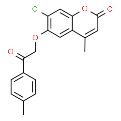 ChemSpider 2D Image | 7-Chloro-4-methyl-6-[2-(4-methylphenyl)-2-oxoethoxy]-2H-chromen-2-one | C19H15ClO4