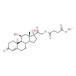 ChemSpider 2D Image | Sodium 4-{[(11beta,14xi)-11,17-dihydroxy-3,20-dioxopregn-4-en-21-yl]oxy}-4-oxobutanoate | C25H33NaO8