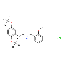 ChemSpider 2D Image | 2-{2,5-Bis[(~2~H_3_)methyloxy]phenyl}-N-(2-methoxybenzyl)ethanamine hydrochloride (1:1) | C18H18D6ClNO3