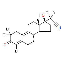 ChemSpider 2D Image | (17alpha)-17-Hydroxy-3-oxo(2,2,4,20,20-~2~H_5_)-19-norpregna-4,9-diene-21-nitrile | C20H20D5NO2