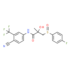 ChemSpider 2D Image | N-[4-Cyano-3-(trifluoromethyl)phenyl]-3-[(S)-(4-fluorophenyl)sulfinyl]-2-hydroxy-2-methylpropanamide | C18H14F4N2O3S