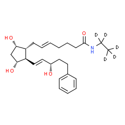 ChemSpider 2D Image | (5E)-7-{(1R,2R,3R,5S)-3,5-Dihydroxy-2-[(1E,3S)-3-hydroxy-5-phenyl-1-penten-1-yl]cyclopentyl}-N-(~2~H_5_)ethyl-5-heptenamide | C25H32D5NO4