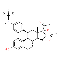 ChemSpider 2D Image | (11beta)-3-Hydroxy-11-(4-{methyl[(~2~H_3_)methyl]amino}phenyl)-20-oxo-19-norpregna-1(10),2,4-trien-17-yl acetate | C30H34D3NO4