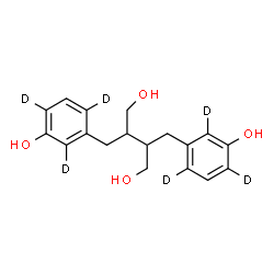 ChemSpider 2D Image | 2,3-Bis{[3-hydroxy(2,4,6-~2~H_3_)phenyl]methyl}-1,4-butanediol | C18H16D6O4