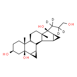 ChemSpider 2D Image | (1aR,1bR,3S,5aR,5bS,7aS,8S,8aS,9aS,9bS,9cR,9dR)-8-[3-Hydroxy(1,1,2,2-~2~H_4_)propyl]-5a,7a-dimethyloctadecahydro-1bH-cyclopropa[4,5]cyclopenta[1,2-a]cyclopropa[l]phenanthrene-1b,3,8-triol | C24H34D4O4