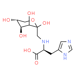 ChemSpider 2D Image | (2S)-3-(1H-Imidazol-5-yl)-2-({[(4S,5R)-2,3,4,5-tetrahydroxytetrahydro-2H-pyran-2-yl]methyl}amino)propanoic acid (non-preferred name) | C12H19N3O7