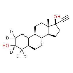 ChemSpider 2D Image | (3beta,5alpha,17alpha)-(2,2,3,4,4-~2~H_5_)-19-Norpregn-20-yne-3,17-diol | C20H25D5O2