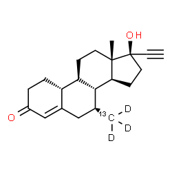 ChemSpider 2D Image | (7alpha,17alpha)-17-Hydroxy-7-(~13~C,~2~H_3_)methyl-19-norpregn-4-en-20-yn-3-one | C2013CH25D3O2