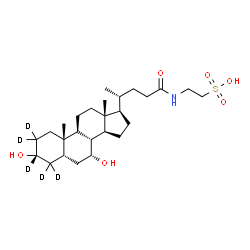 ChemSpider 2D Image | 2-{[(3alpha,5beta,7alpha)-3,7-Dihydroxy-24-oxo(2,2,3,4,4-~2~H_5_)cholan-24-yl]amino}ethanesulfonic acid | C26H40D5NO6S