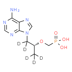 ChemSpider 2D Image | ({[(2R)-1-(6-Amino-9H-purin-9-yl)(1,1,3,3,3-~2~H_5_)-2-propanyl]oxy}methyl)phosphonic acid | C9H9D5N5O4P