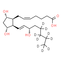 ChemSpider 2D Image | (5Z,8beta,9alpha,11alpha,13E,15S)-9,11,15-Trihydroxy(17,17,18,18,19,19,20,20,20-~2~H_9_)prosta-5,13-dien-1-oic acid | C20H25D9O5