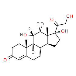 ChemSpider 2D Image | (11alpha)-11,17,21-Trihydroxy(9,11,12,12-~2~H_4_)pregn-4-ene-3,20-dione | C21H26D4O5