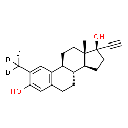 ChemSpider 2D Image | (17alpha)-2-(~2~H_3_)Methyl-19-norpregna-1,3,5(10)-trien-20-yne-3,17-diol | C21H23D3O2