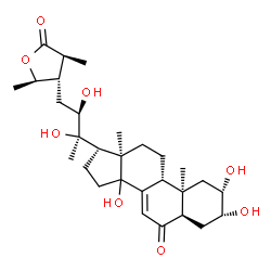 ChemSpider 2D Image | (2beta,3beta,5beta,14xi,22R,24S,25S,28R)-2,3,14,20,22-Pentahydroxy-26,28-epoxystigmast-7-ene-6,26-dione | C29H44O8