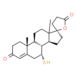 ChemSpider 2D Image | (7R,8R,9S,10R,14S,17R)-10,13-Dimethyl-7-sulfanyl-1,6,7,8,9,10,11,12,13,14,15,16-dodecahydro-3'H-spiro[cyclopenta[a]phenanthrene-17,2'-furan]-3,5'(2H,4'H)-dione | C22H30O3S