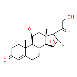 ChemSpider 2D Image | 16-Fluoro-11,17,21-trihydroxypregn-4-ene-3,20-dione | C21H29FO5