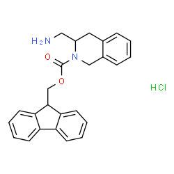 ChemSpider 2D Image | (9H-fluoren-9-yl)methyl 3-(aminomethyl)-1,2,3,4-tetrahydroisoquinoline-2-carboxylate hydrochloride | C25H25ClN2O2