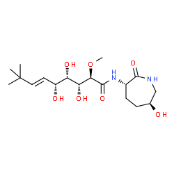 ChemSpider 2D Image | (2R,3R,4S,5R,6E)-3,4,5-Trihydroxy-N-[(3S,6S)-6-hydroxy-2-oxo-3-azepanyl]-2-methoxy-8,8-dimethyl-6-nonenamide | C18H32N2O7
