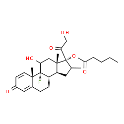 ChemSpider 2D Image | 9-Fluoro-11,21-dihydroxy-16-methyl-3,20-dioxopregna-1,4-dien-17-yl valerate | C27H37FO6