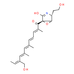 ChemSpider 2D Image | (2E,4E,6E,8E,10E)-1-[(1S,4R,5S)-2-Hydroxy-4-(2-hydroxyethyl)-6-oxa-3-azabicyclo[3.1.0]hex-2-en-1-yl]-10-(hydroxymethyl)-2,6,8-trimethyl-2,4,6,8,10-dodecapentaen-1-one | C22H29NO5