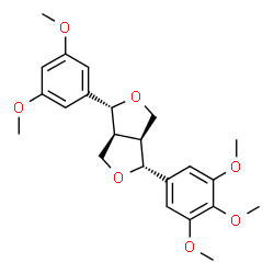 ChemSpider 2D Image | (1R,3aS,4R,6aS)-1-(3,5-Dimethoxyphenyl)-4-(3,4,5-trimethoxyphenyl)tetrahydro-1H,3H-furo[3,4-c]furan | C23H28O7