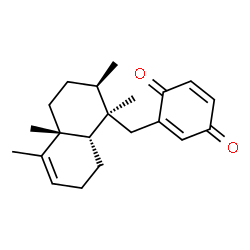 ChemSpider 2D Image | 2-{[(1R,2R,4aR,8aS)-1,2,4a,5-Tetramethyl-1,2,3,4,4a,7,8,8a-octahydro-1-naphthalenyl]methyl}-1,4-benzoquinone | C21H28O2
