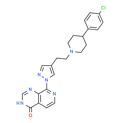 ChemSpider 2D Image | 8-[4-[2-[4-(4-Chlorophenyl)piperidin-1-Yl]ethyl]pyrazol-1-Yl]-3~{h}-Pyrido[3,4-D]pyrimidin-4-One | C23H23ClN6O