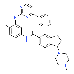 ChemSpider 2D Image | N-[3-(4,5'-Bipyrimidin-2-ylamino)-4-methylphenyl]-1-(4-methyl-1-piperazinyl)-5-indanecarboxamide | C30H32N8O
