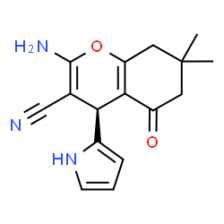 ChemSpider 2D Image | (4S)-2-Amino-7,7-dimethyl-5-oxo-4-(1H-pyrrol-2-yl)-5,6,7,8-tetrahydro-4H-chromene-3-carbonitrile | C16H17N3O2